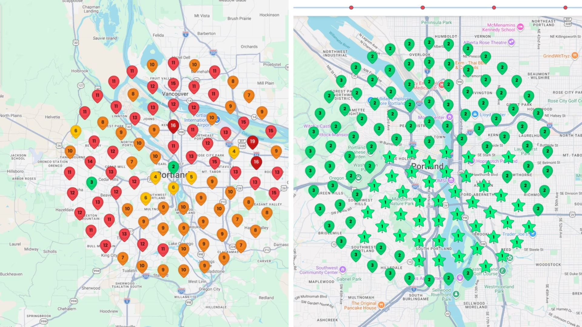 Sample CitedLocal report: before and after map-pack ranking grids for a hair salon in Portland, Oregon